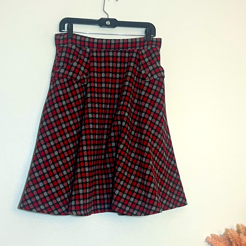 Vodoo Vixen Wool Dotted Vintage Retro Circle Skirt Large